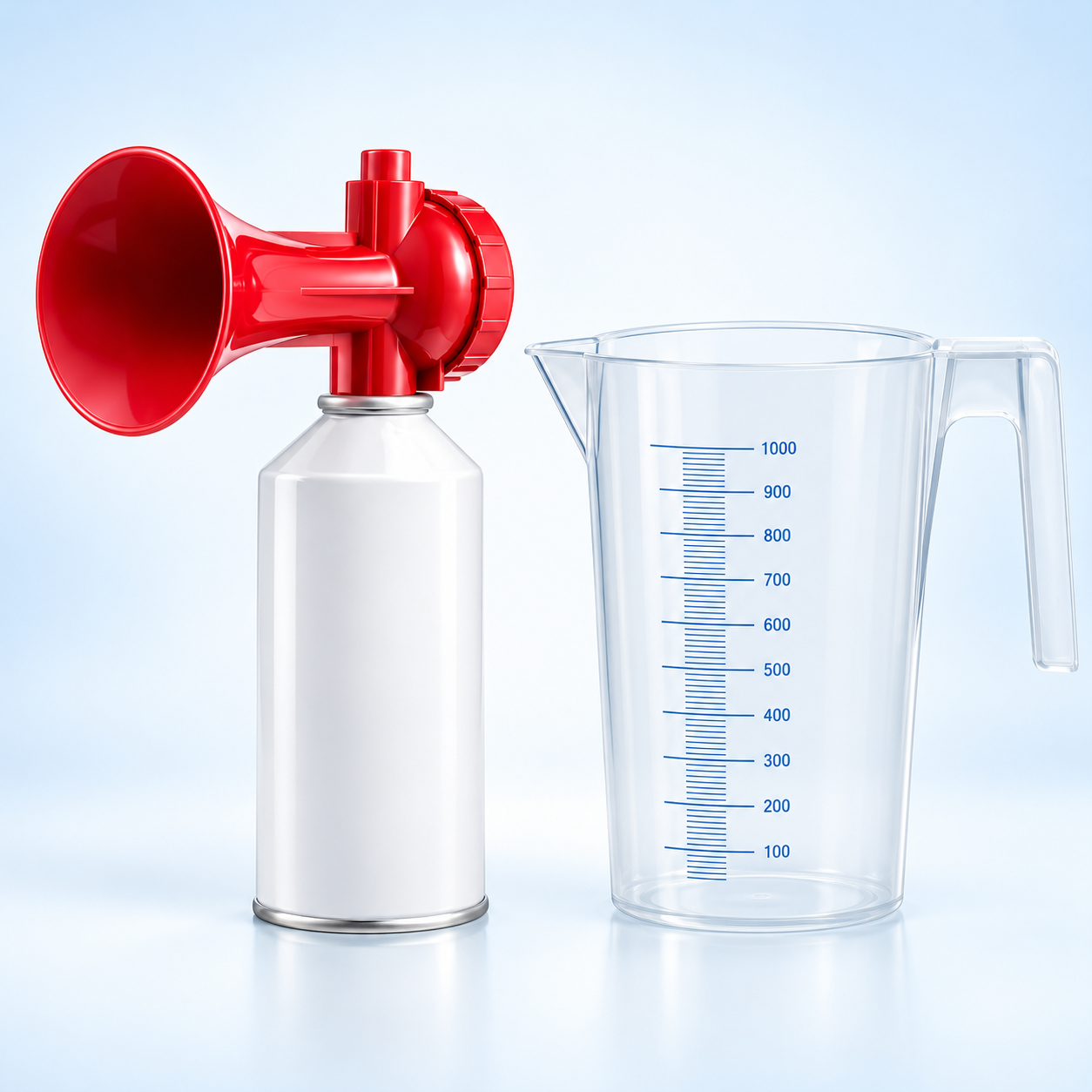 Industrial site utilities including air horn and measuring jug